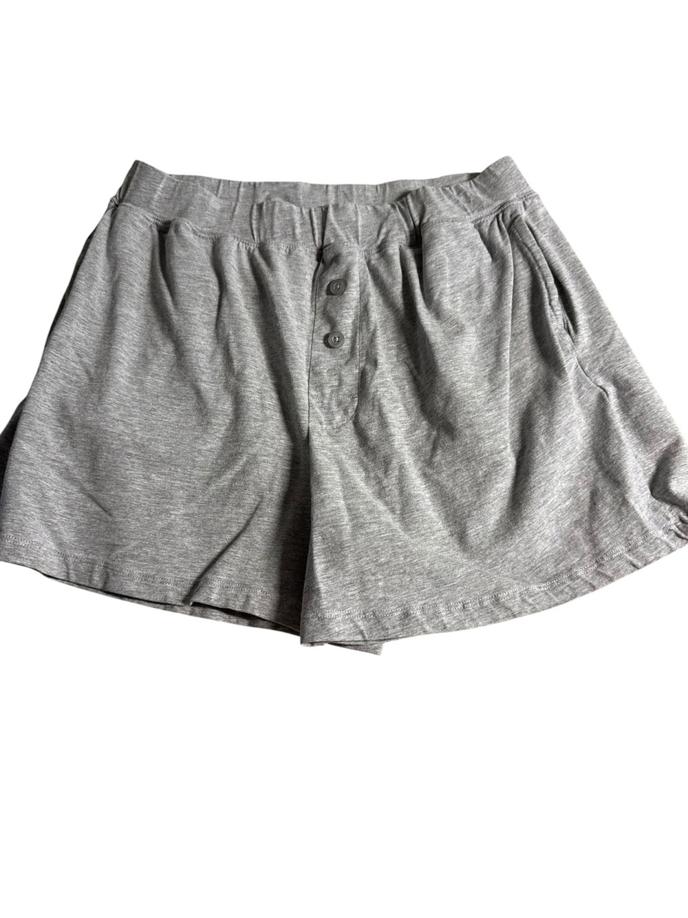 Essentials Light Gray‎ Knit Lounge Shorts with Button Front